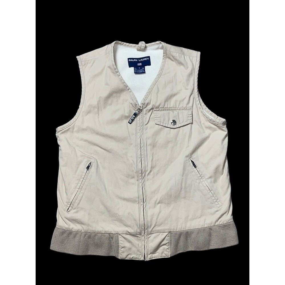 Polo Golf Ralph Lauren Tan Khaki Womens S Lined Full Zip Utility Sport Vest